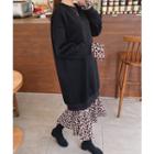 Leopard Layered Pullover Dress Black - One Size
