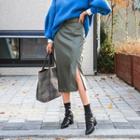 Belted Faux-leather Midi Skirt