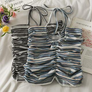 Ruched Drawstring Halter Top