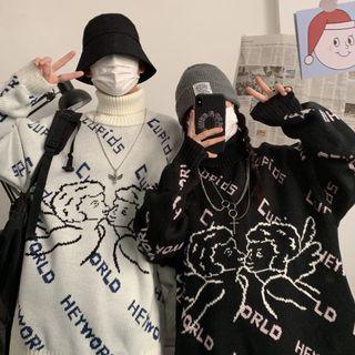 Turtleneck Angel Jacquard Sweater