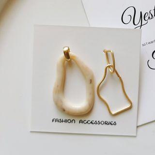 Non-matching Irregular Hoop Drop Earring Stud Earrings - 1 Pair - As Shown In Figure - One Size