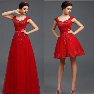 Embellished Off-shoulder Evening Gown