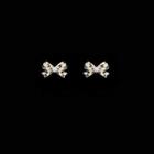 Checker Bow Alloy Earring 1 Pair - Gold & White & Black - One Size