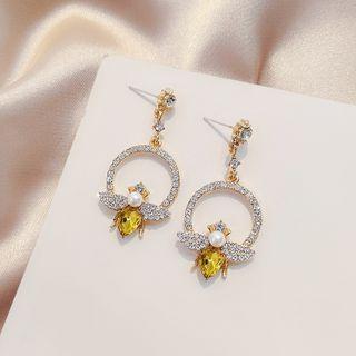 Rhinestone Bee Earring 1 Pair - E2087 - Bee - One Size