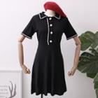 Knit Polo Dress Black - One Size