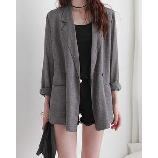 Long-sleeve Double-breasted Check Jacket