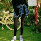 Plaid T-shirt Layered Tie-front Leggings