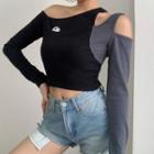 Cold-shoulder Paneled T-shirt