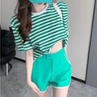 Striped T-shirt / Wide Leg Sweatshorts
