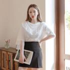 Overlay-tulle Frilled T-shirt