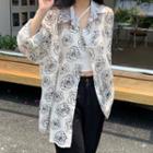 Long-sleeve Rose Print Shirt Off-white - One Size