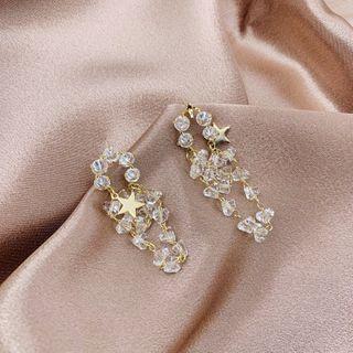Crystal Star Drop Earrings Gold - One Size