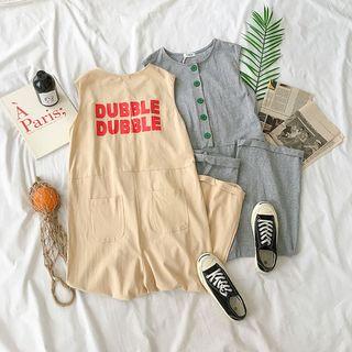Sleeveless Lettering Jumpsuit