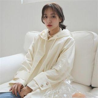 Pocket-detail Hooded Trench Coat