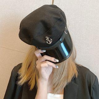 Ancho Faux-leather Panel Newsboy Cap