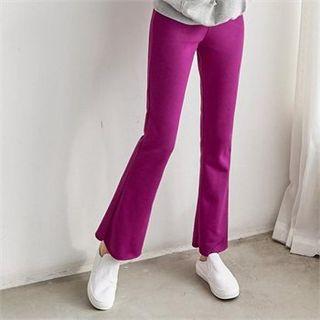 Band-waist Brushed Fleece Lined Boot-cut Pants