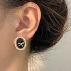 Bow Faux Pearl Acrylic Earring 1 Pair - Black - One Size