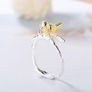 Gold Plated Bird 925 Sterling Silver Open Ring