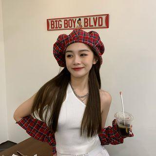 Set: Plaid Beret / Sleeve