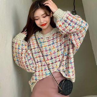 Crew-neck Lantern-sleeve Sweater As Shown In Figure - One Size