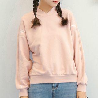 Embroidery Mock Neck Pullover