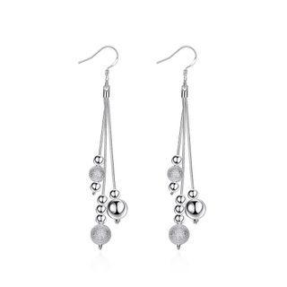 Simple Water Drop-shaped Long Earrings Silver - One Size