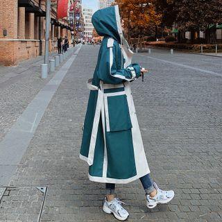 Two Tone Hooded Trench Coat