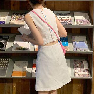 Sleeveless Buttoned Back A-line Mini Dress