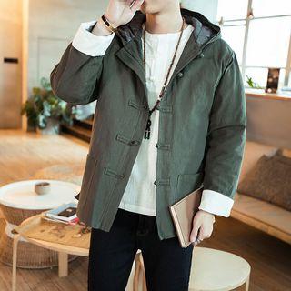 Hooded Padded Frog-button Jacket