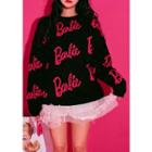 Barbie Room Loose-fit Lettered Sweater Black - One Size
