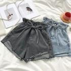 Roll Up Drawcord Denim Shorts