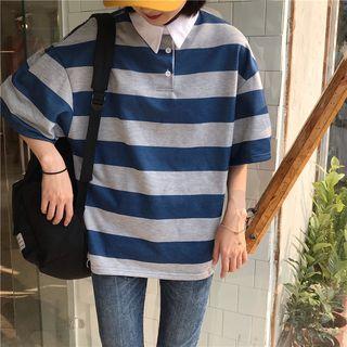 Striped Polo Shirt Stripe - Blue - One Size