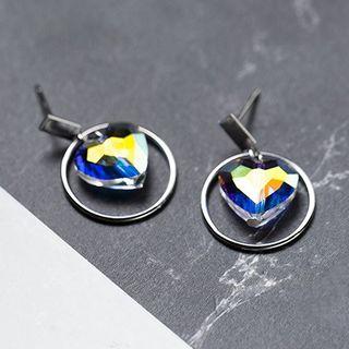 925 Sterling Silver Rhinestone Heart Drop Earring