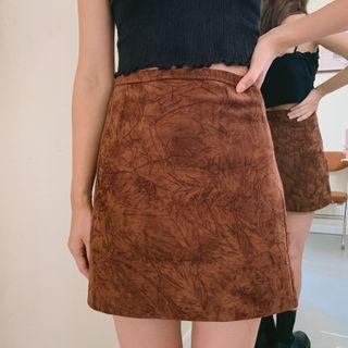Faux Suede High-waist Skirt