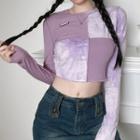 Long Sleeve Lettering Paneled T-shirt