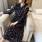 Bow-neck Midi A-line Dress / Sweater Vest