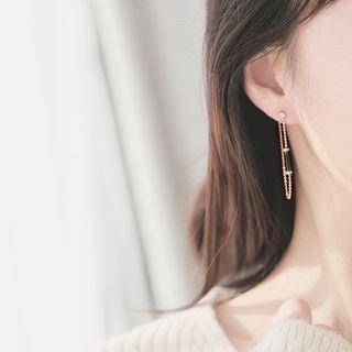 18k Rose Gold Plated Column Chain Earring
