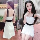 Strappy Two-tone A-line Mini Party Dress
