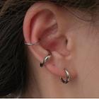 Set Of 3: Alloy Cuff Earring Set Of 3 - Silver - One Size