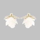 Petal Fabric Fringed Earring 1 Pair - Gold & White - One Size