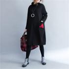 Turtleneck Midi Pullover Dress Black - One Size
