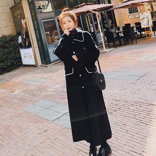 Contrast Lining Single-breasted Long Coat