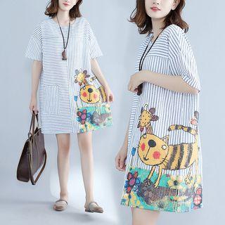 Cartoon Pinstripe Short-sleeve Dress