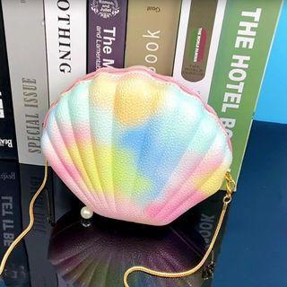 Tie-dyed Shell Faux Leather Crossbody Bag
