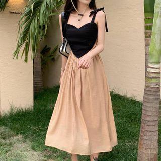 Strappy Panel Midi A-line Dress