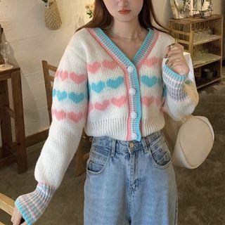 Contrast Trim Cropped Long-sleeve Cardigan