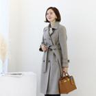 Double-breasted M Lange Wool Blend Coat With Sash Beige - One Size