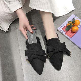 Pointy Toe Bow Accent Flat Mules