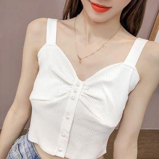 Buttoned Cropped Knit Camisole
