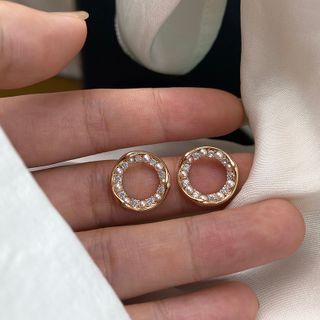Faux Pearl Rhinestone Alloy Hoop Earring 1 Pair - S925silver - Gold - One Size